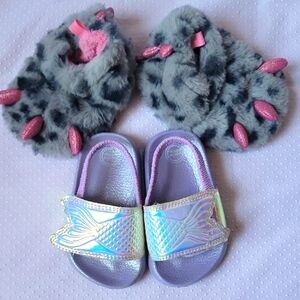 Wonder Nation Purple Sandals and Gray Slippers with Modern Design